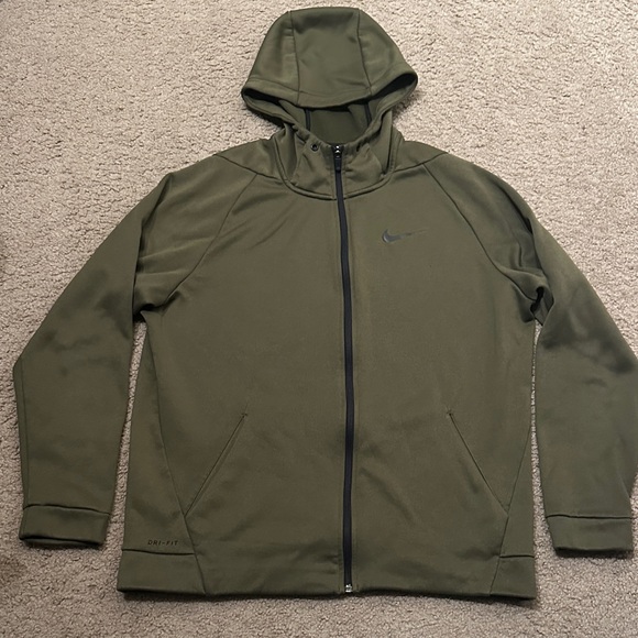 Nike Other - Nike Mens Dri-Fit Full Zip Athletic Hoodie Performance Jacket Olive Green Size L